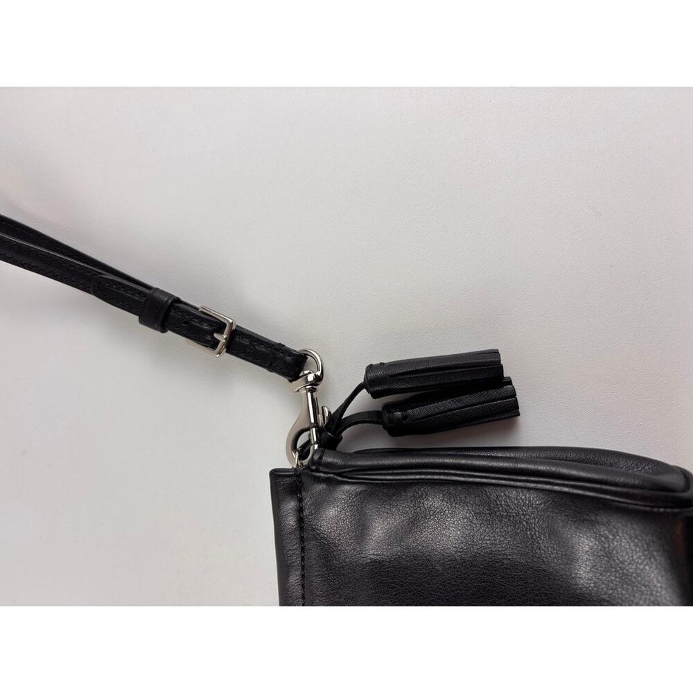 Coach Black Leather Wristlet Clutch Small Purse Tassel Zip 8" x 5.5" - Picture 5 of 9